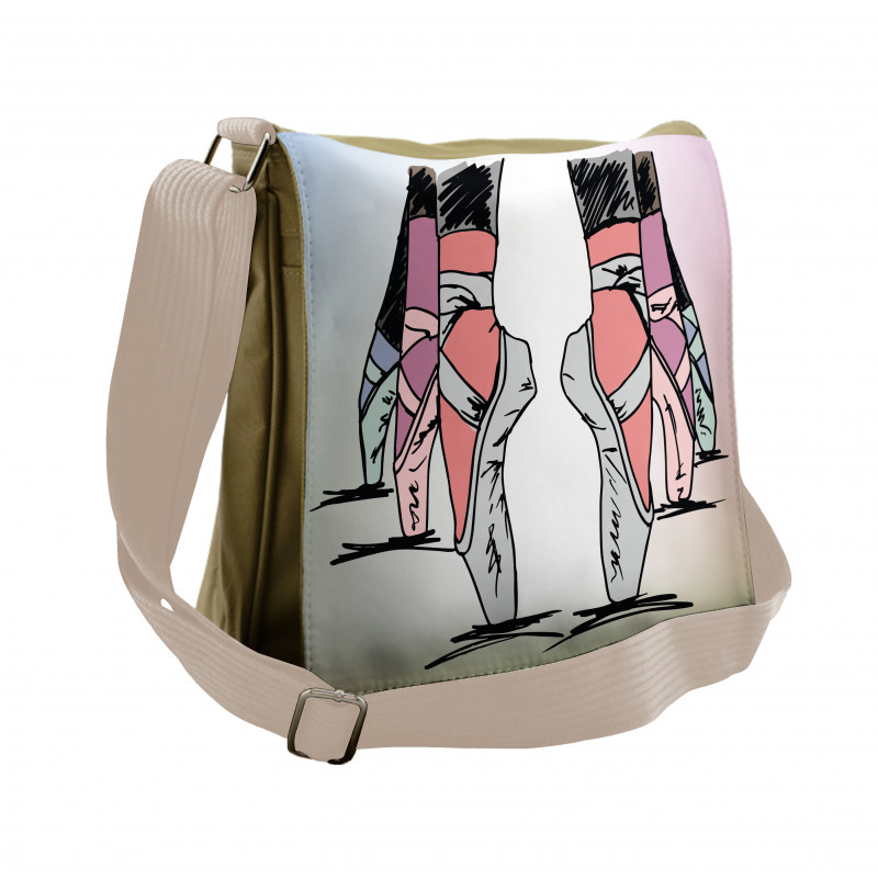 Ballerina Feet Sketch Art Messenger Bag