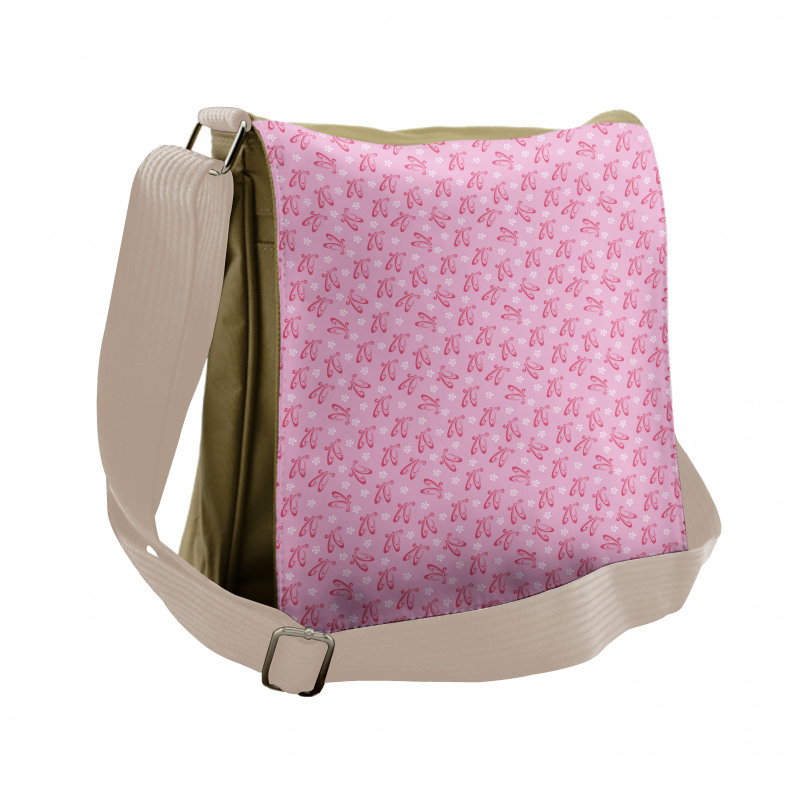 Pointe Shoes with Flowers Messenger Bag