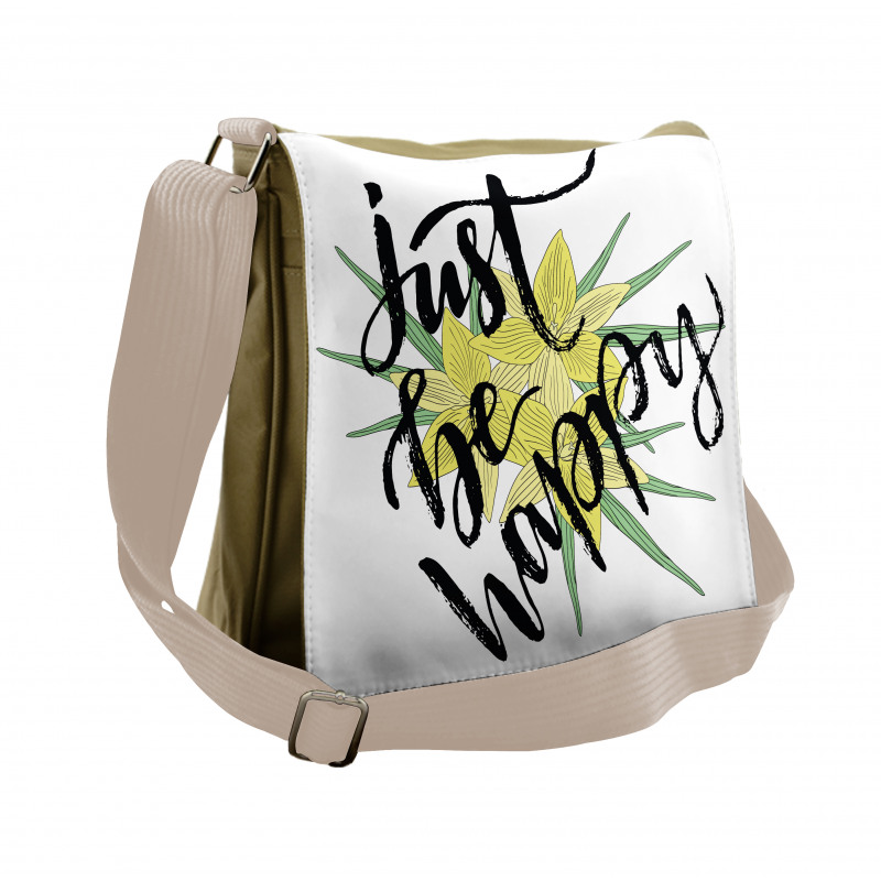 Yellow Blossoms Leaves Messenger Bag