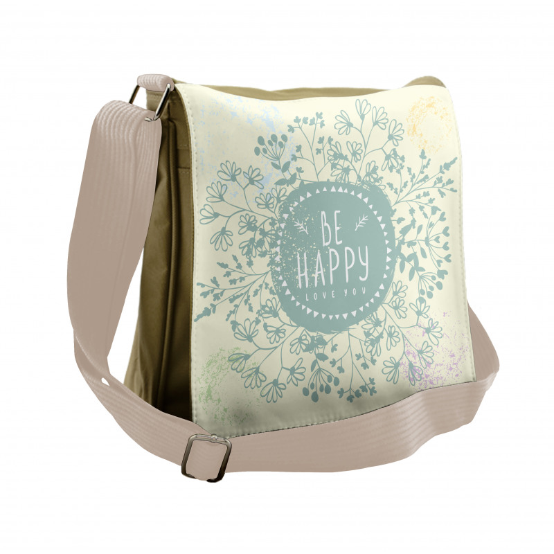 Doodle Wreath Color Stains Messenger Bag