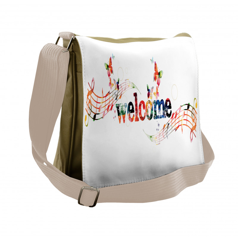 Music Notes and Butterflies Messenger Bag