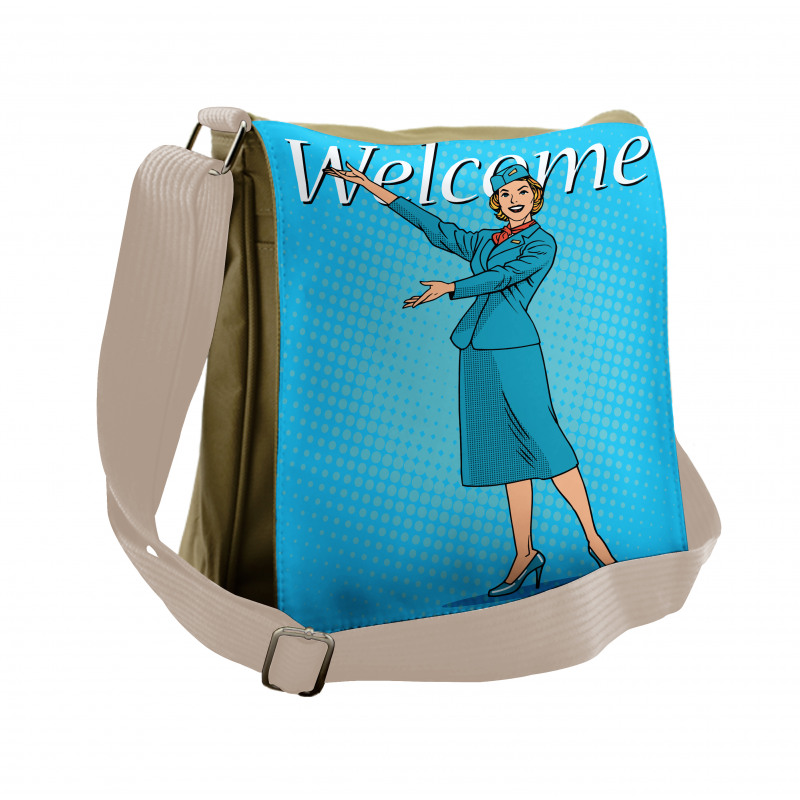 Pop Art Retro Stewardess Messenger Bag