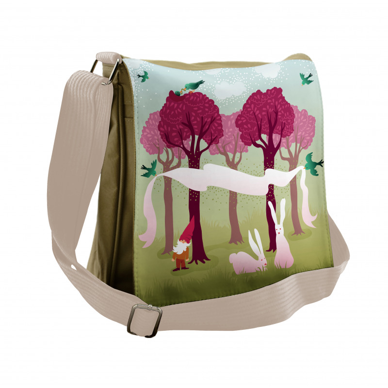 Forest with Pink Trees Messenger Bag