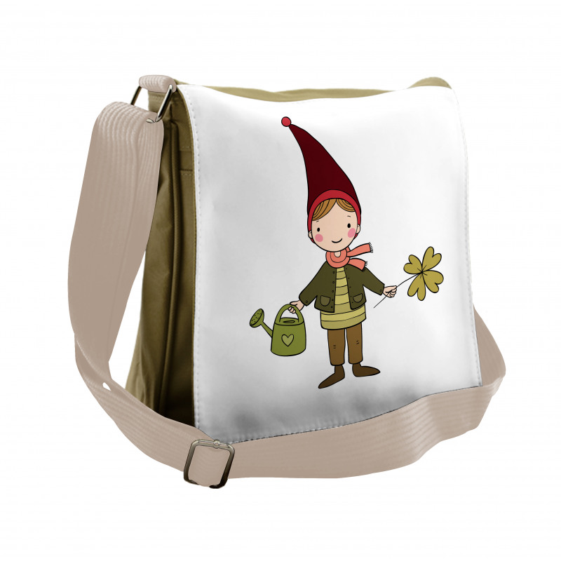 Little Elf Boy with Clover Messenger Bag