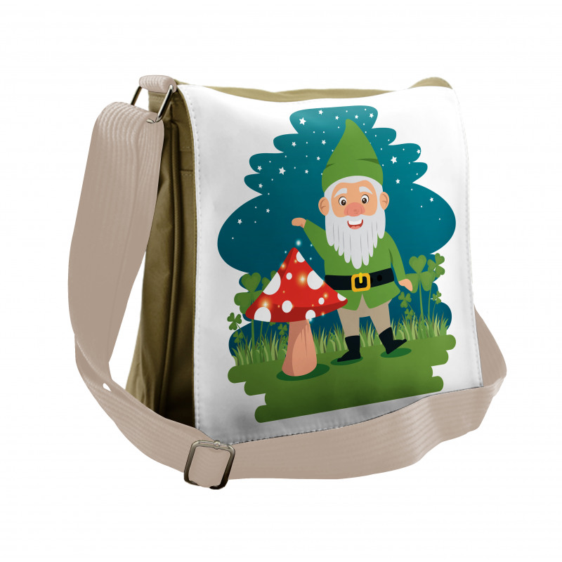 Elf with Mushroom in Forest Messenger Bag