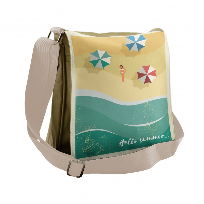 Woman Sunbathing Beach Messenger Bag