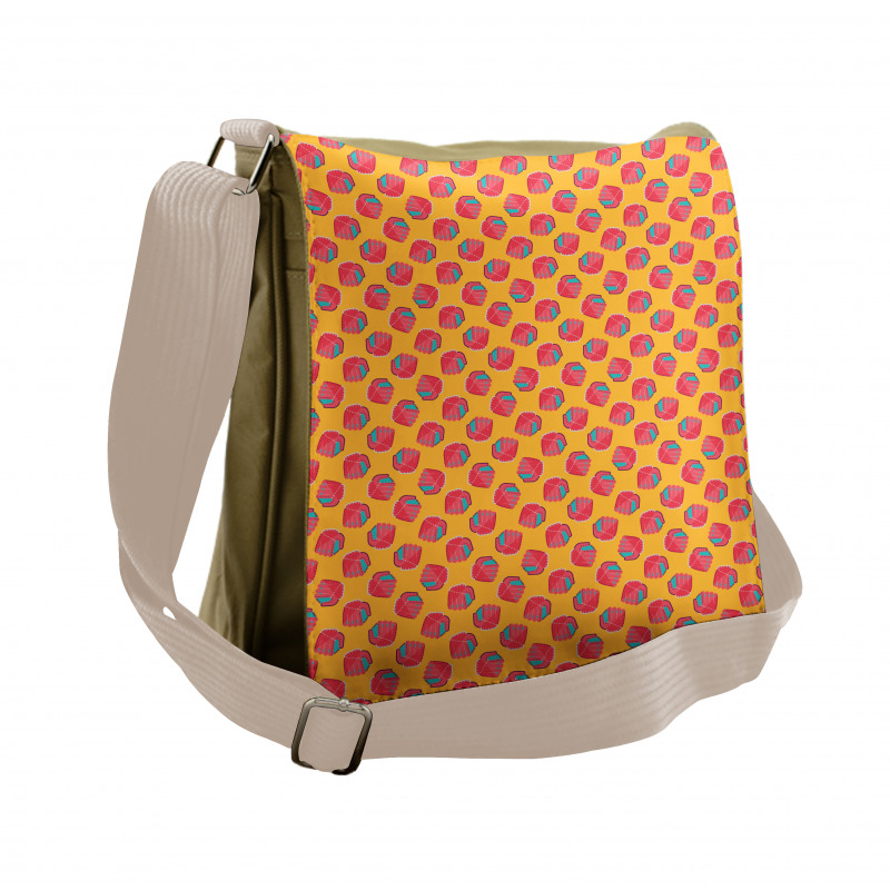 Shape and Dashed Lines Messenger Bag