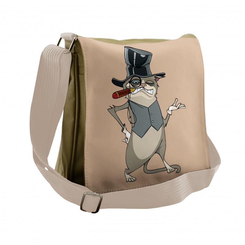 Funny Gentleman Cat Monocle Messenger Bag