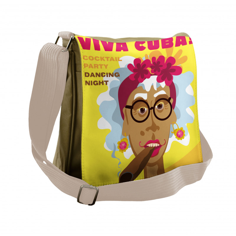 Cuban Woman Caricature Art Messenger Bag