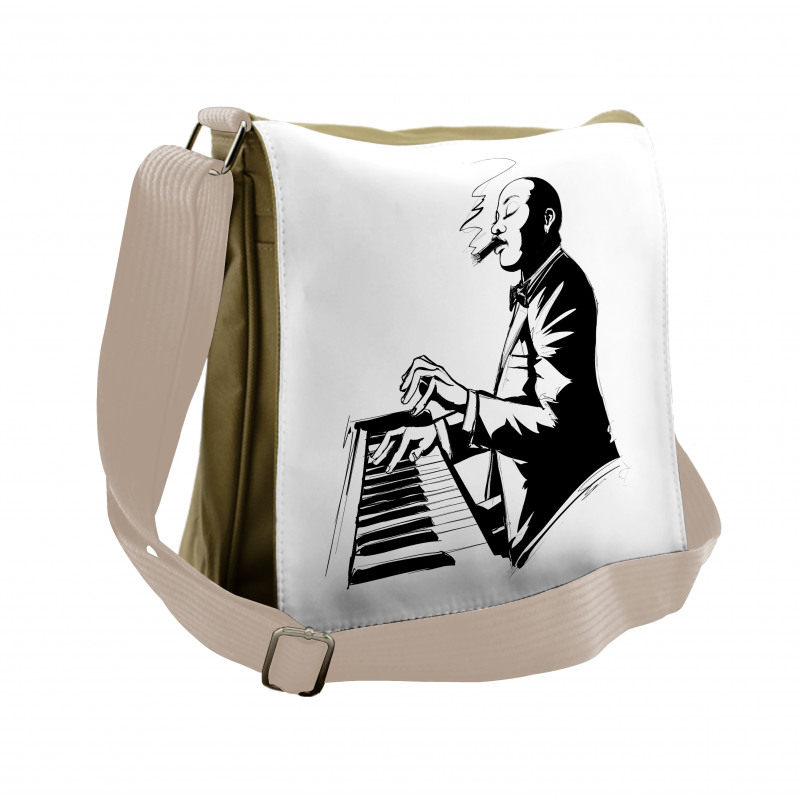 Jazz Pianist Sketch Artwork Messenger Bag