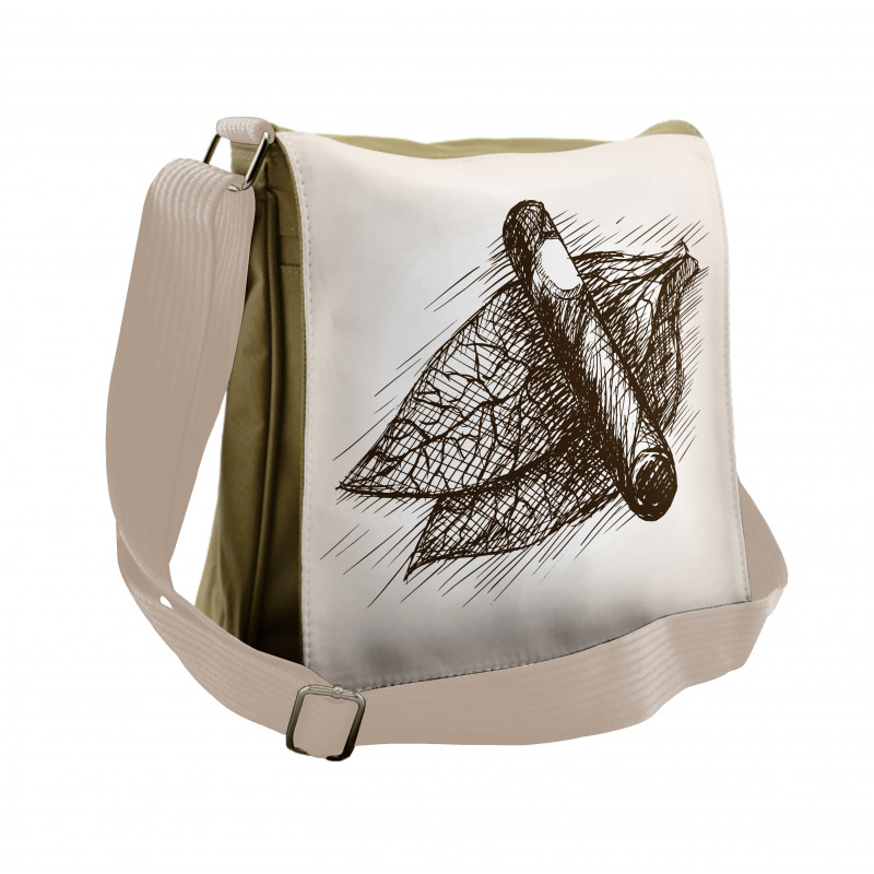 Tobacco Leaves Sketch Art Messenger Bag