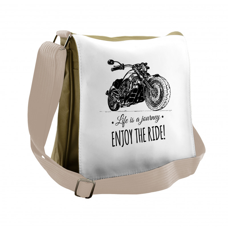 Hand-drawn Motorbike Messenger Bag