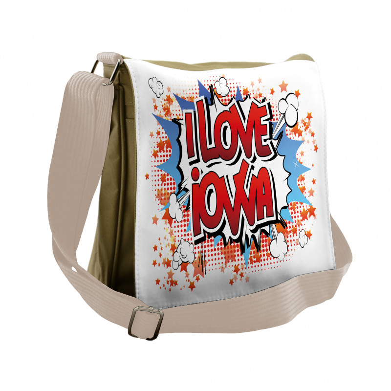 I Love Iowa Comic Book Messenger Bag