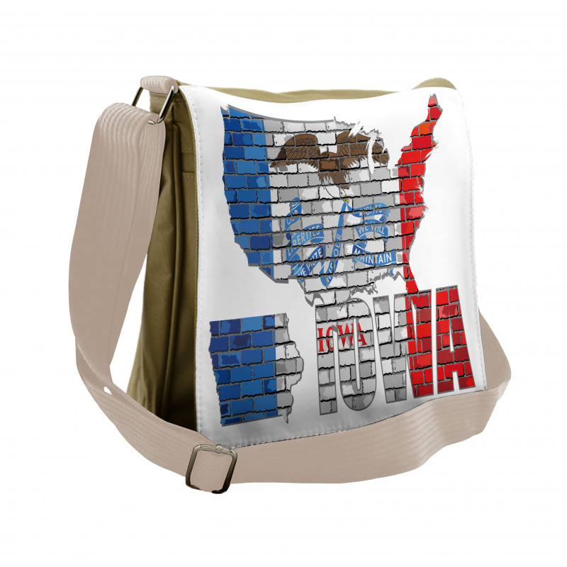 Iowa Map on a Brick Wall Messenger Bag