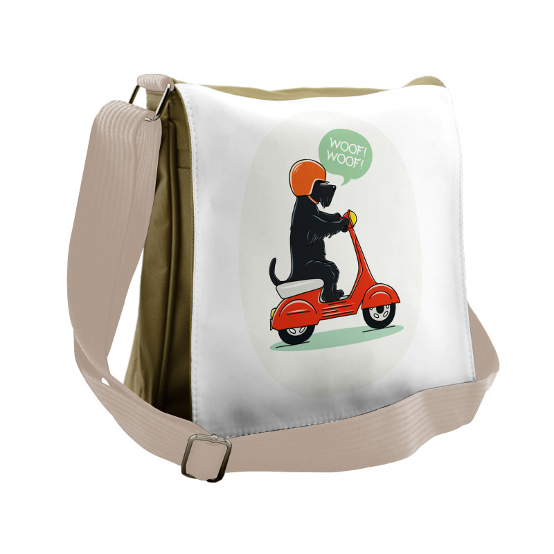 Scooter Ridding Puppies Messenger Bag