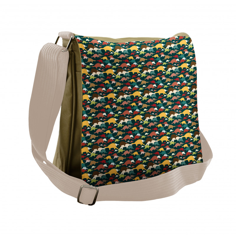 Colorful Tyrannosaurus Messenger Bag