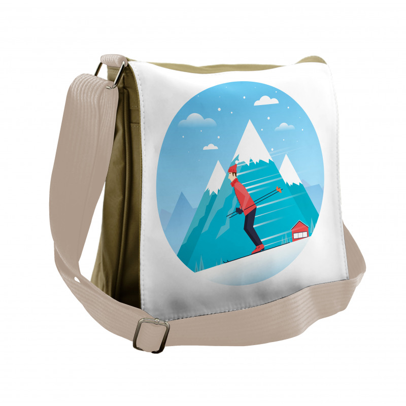 Man Skiing on a Snowy Hill Messenger Bag