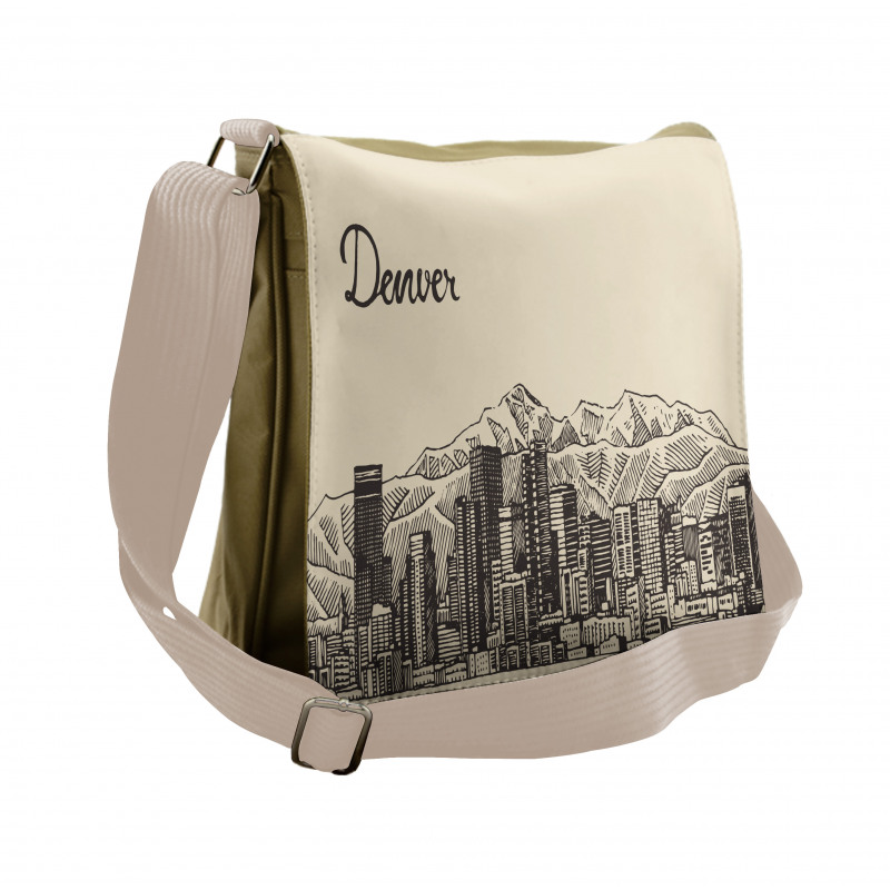 Denver City Skyline Sketch Messenger Bag