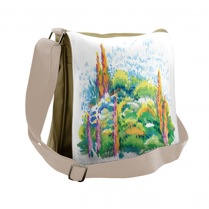 Floral Nature Meadow Trees Messenger Bag