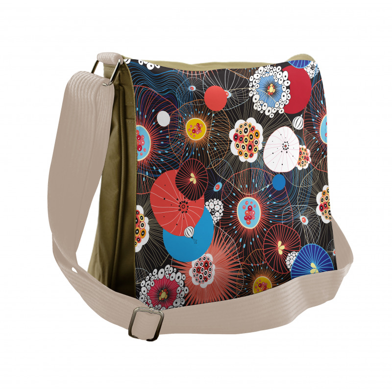 Psychedelic Floral Pattern Messenger Bag