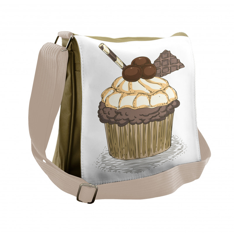 Hand Drawn Chocolate Cake Messenger Bag