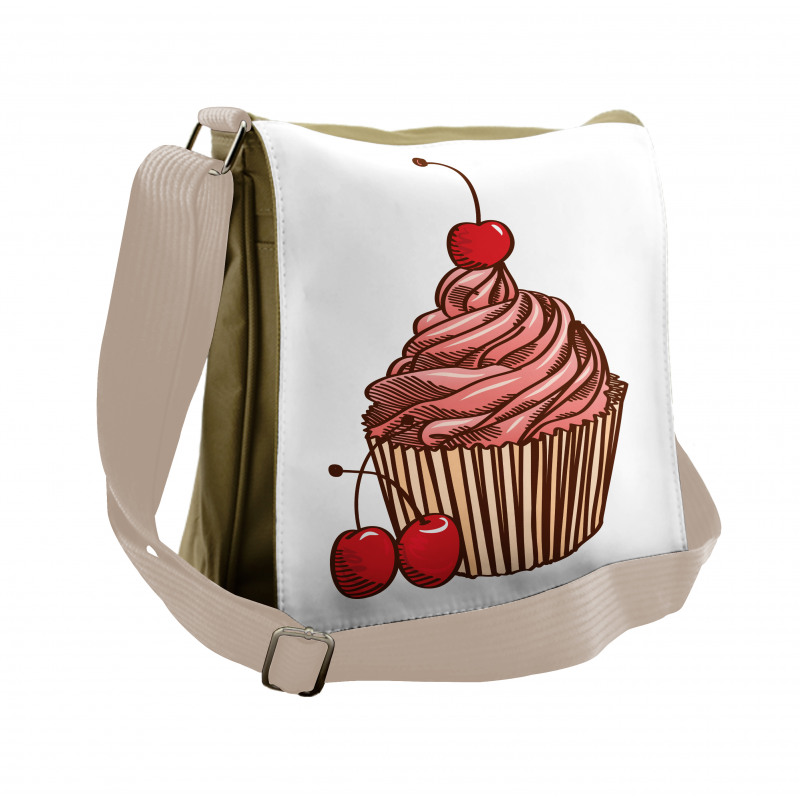 Delicious Cake with Cherry Messenger Bag