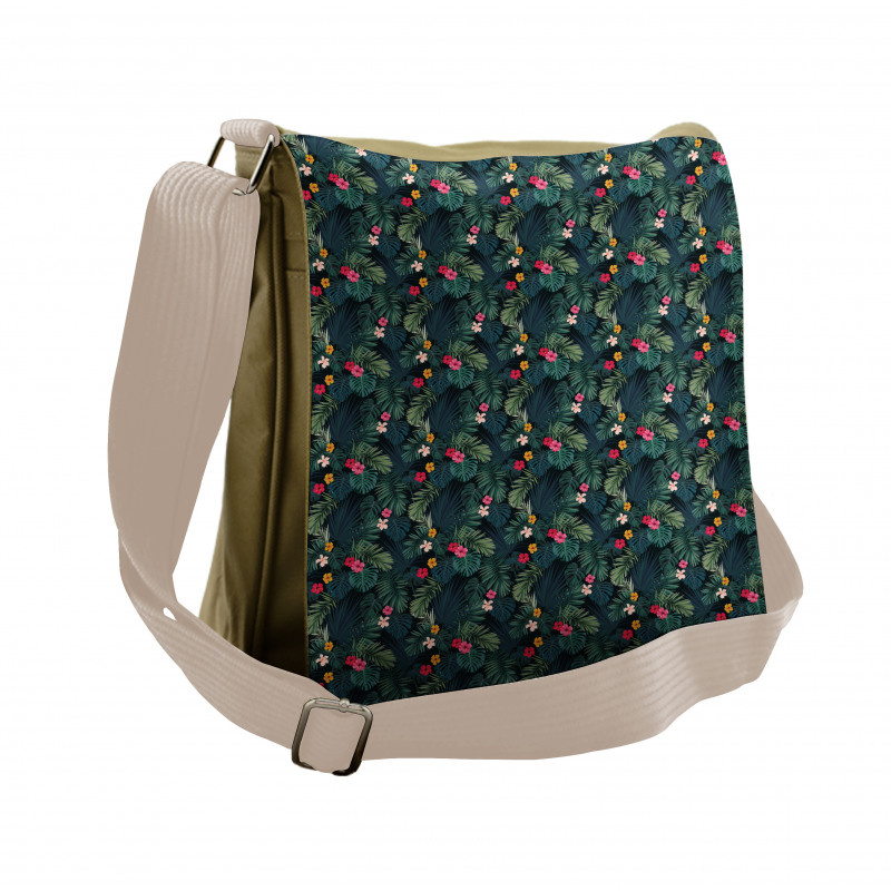 Realistic Rainforest Flora Messenger Bag