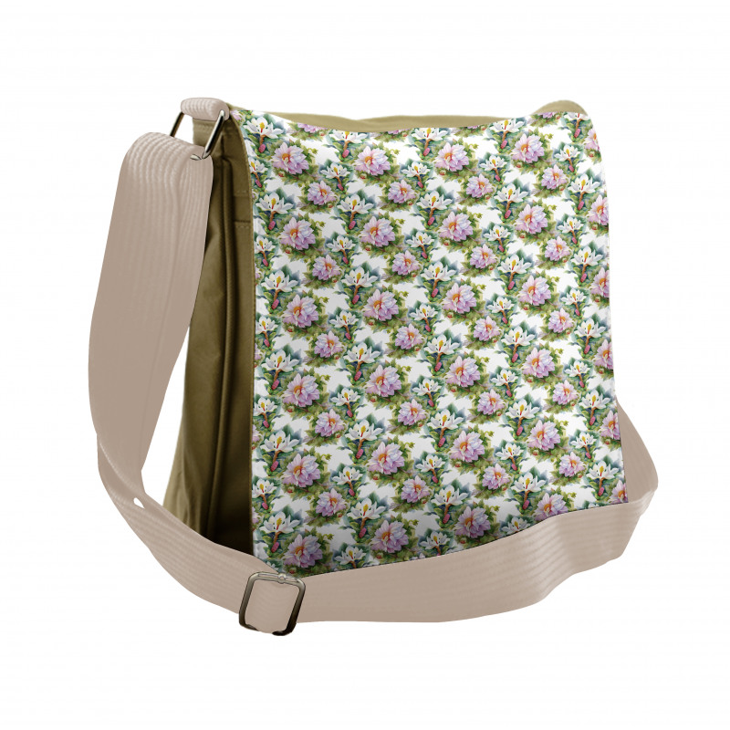 Aquarelle Art Swirly Leaves Messenger Bag