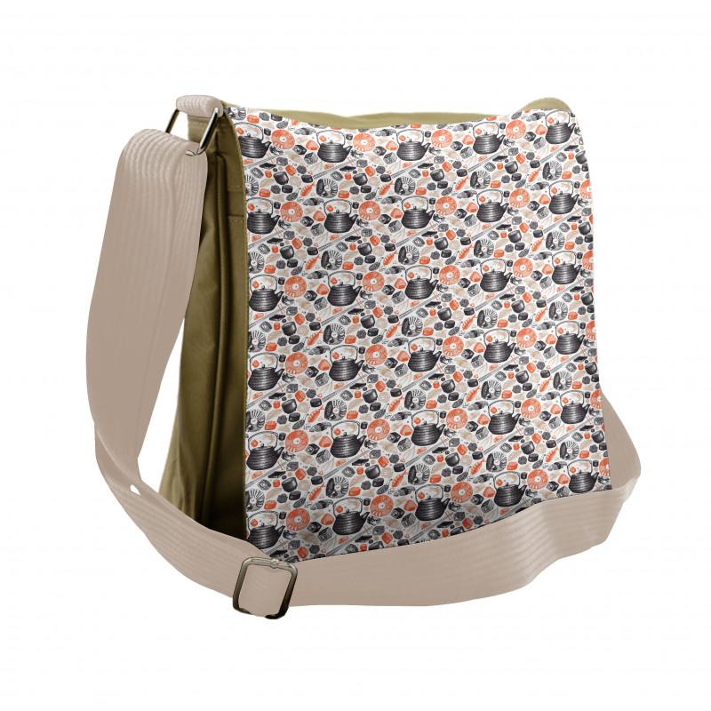 Shrimps Rolls and Wasabi Food Messenger Bag