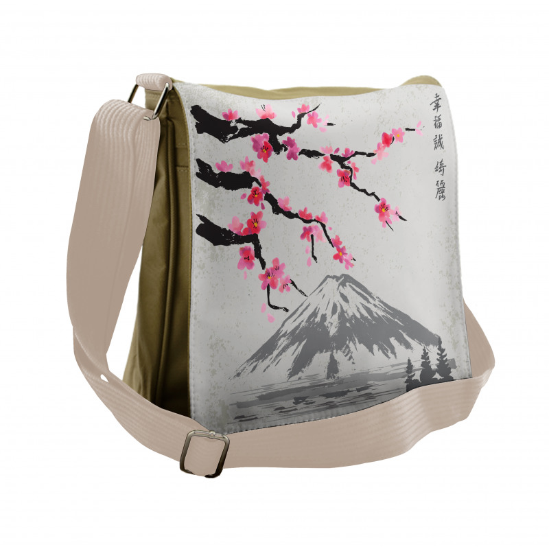 Fujiyama Cherry Blossoms Messenger Bag