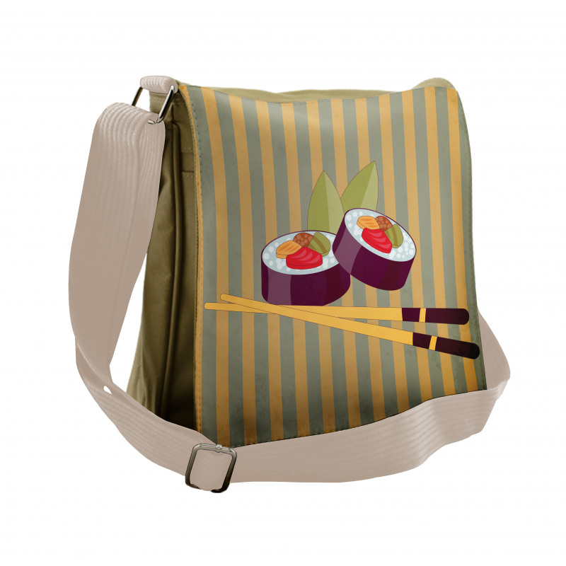 2 Rolls with Chopsticks Messenger Bag