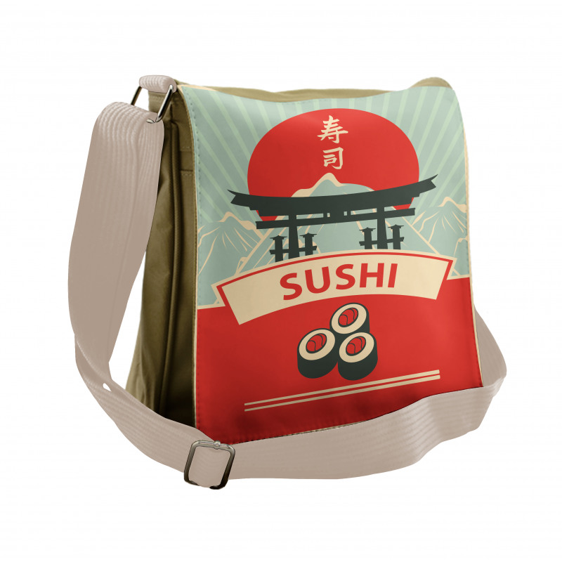 Torii Gate Sushi Mountains Messenger Bag