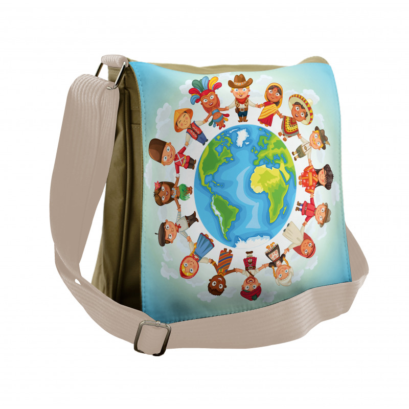 Planet Earth with Children Messenger Bag