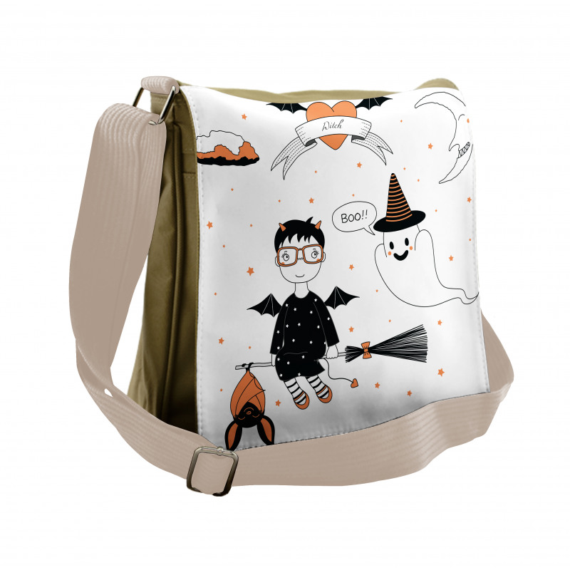 Witch Flying on a Broomstick Messenger Bag