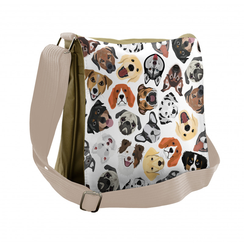 Faces of Various Dog Breeds Messenger Bag