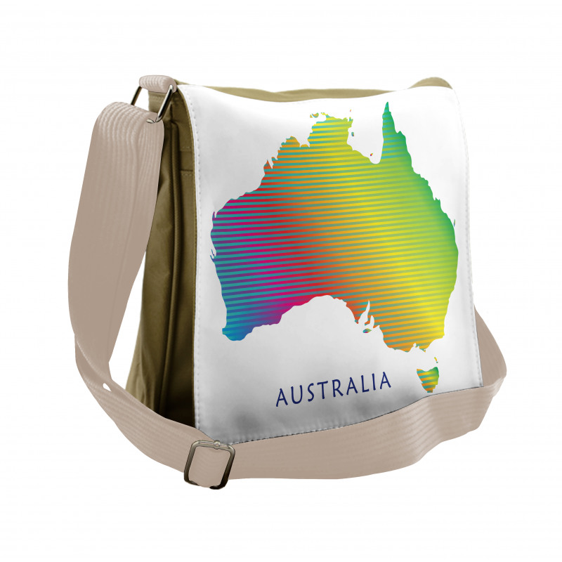 Rainbow Stripe Map Messenger Bag