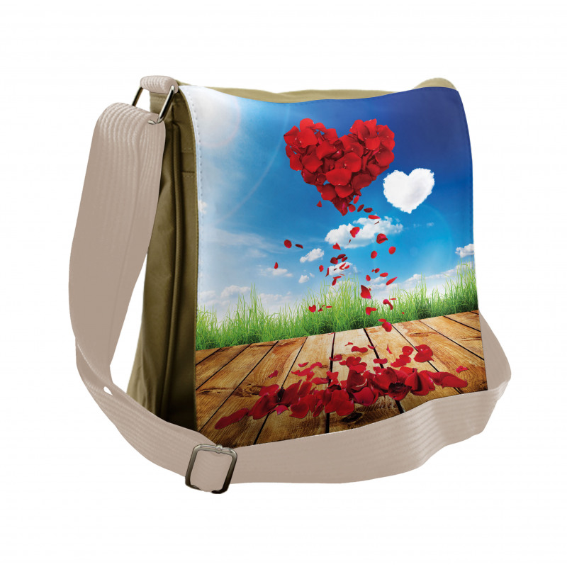 Rose Leaves Heart Messenger Bag