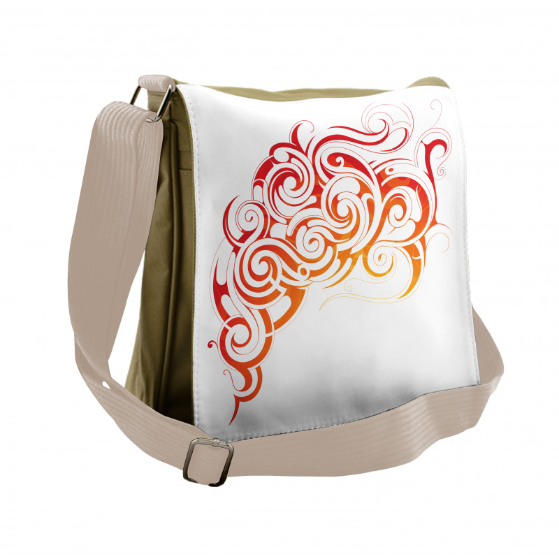 Orange Tones Abstract Curls Messenger Bag