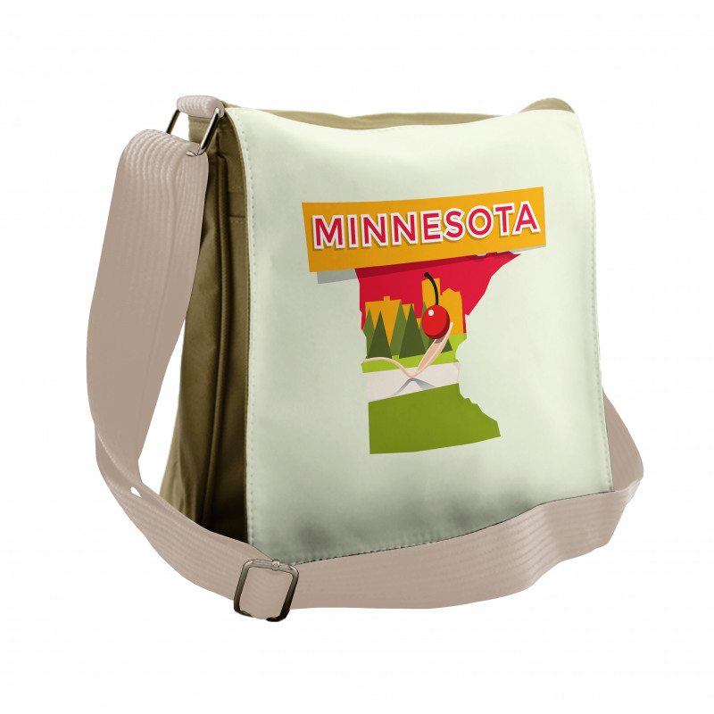 Colorful Doodle State Map Messenger Bag