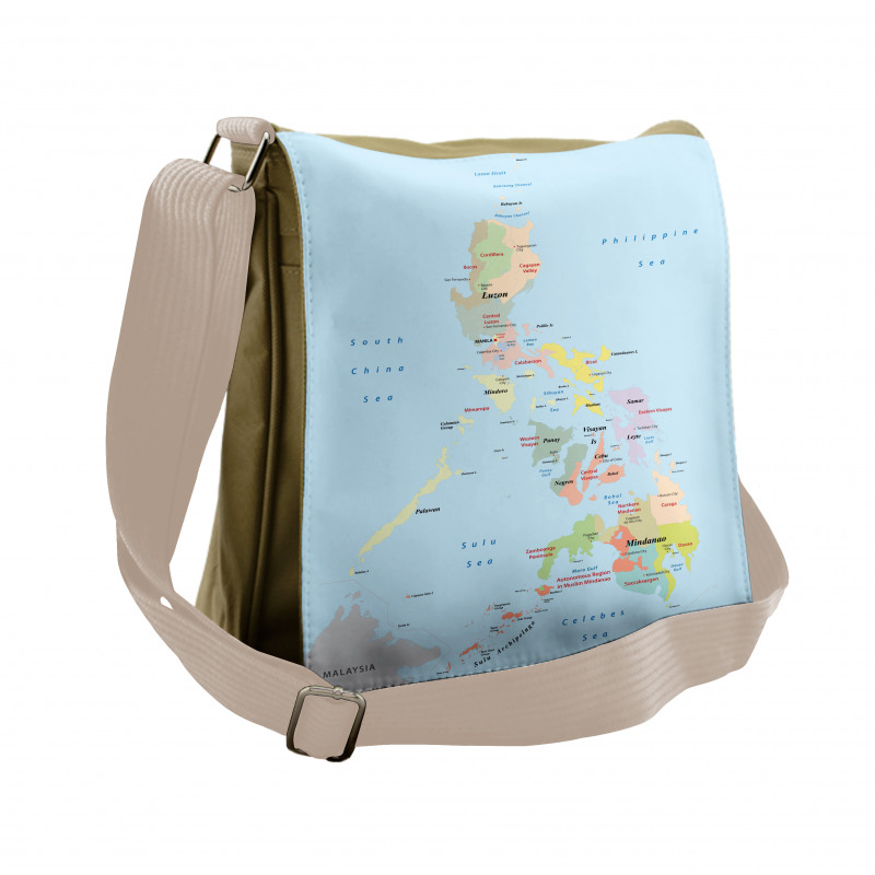 Map Cities with Seas Messenger Bag