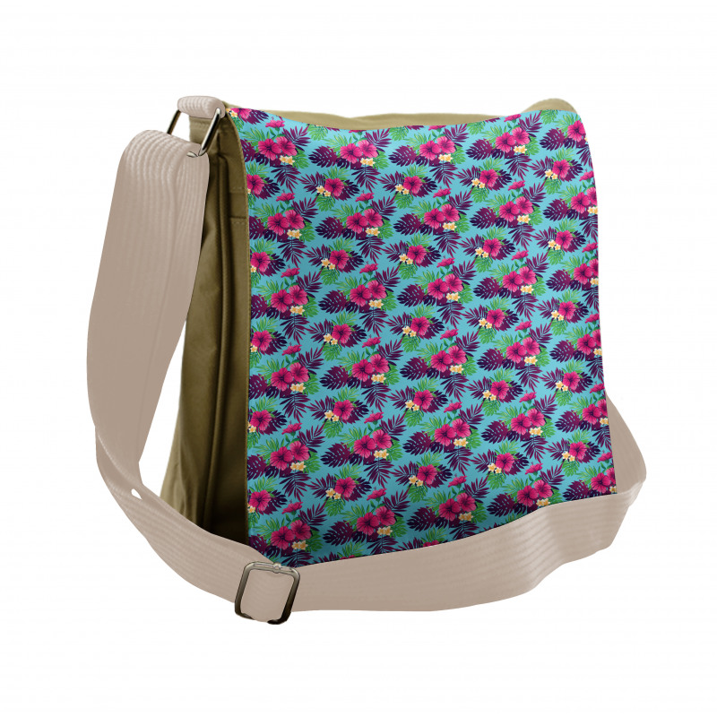 Forest Leaves on Aqua Shade Messenger Bag