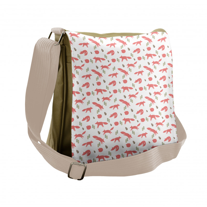 Pastel Forest Animals and Herbs Messenger Bag