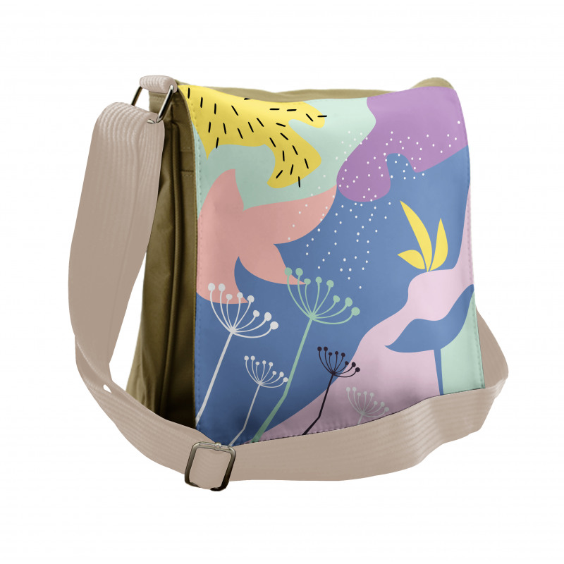 Modern Abstract Floral Art Messenger Bag