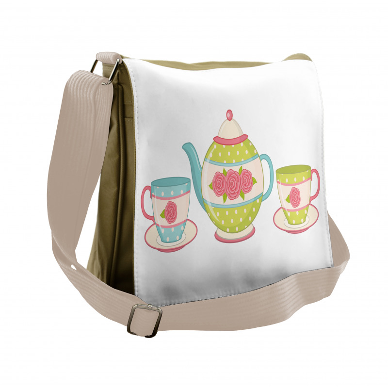 Classic Porcelain Floral Teapot Messenger Bag