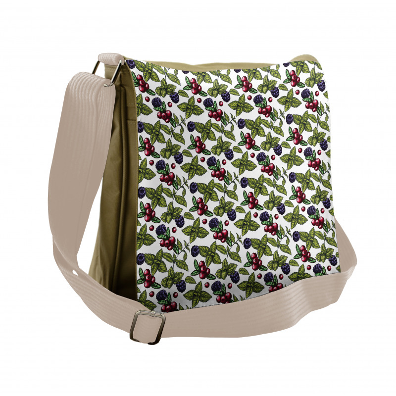 Berry Mint Leaf Herbs Messenger Bag