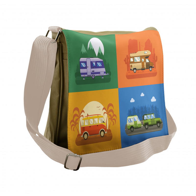 Touristic Camp Areas Colorful Messenger Bag