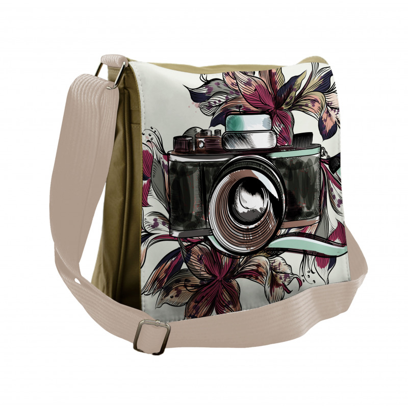 Watercolor Exotic Blooms Messenger Bag