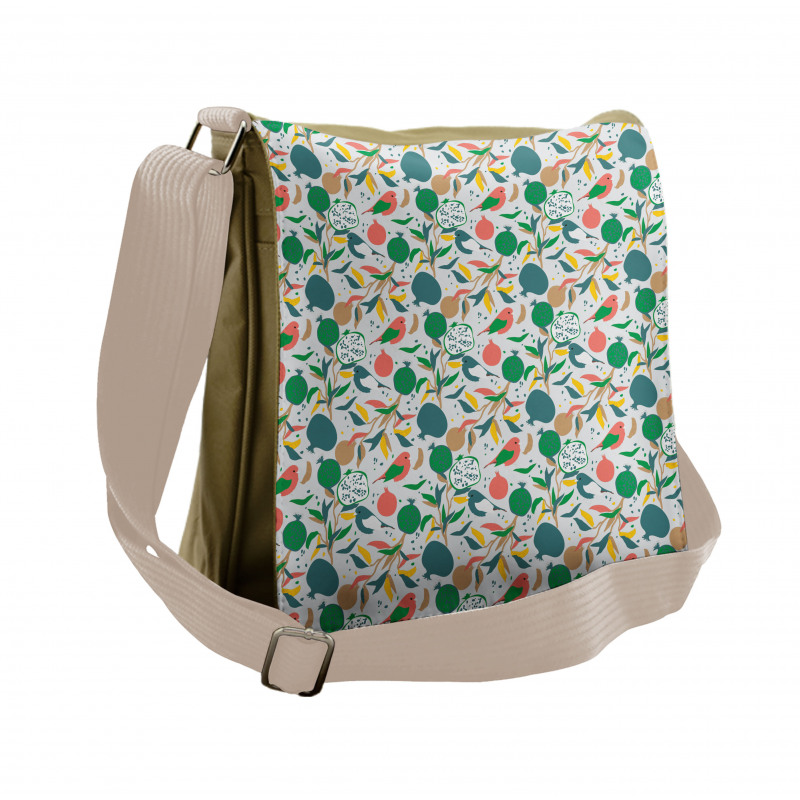 Blossoming Stalks and Birds Messenger Bag