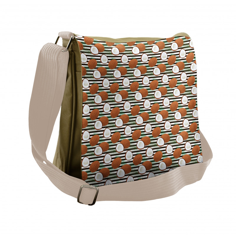 Tropical Fruit on Stripes Messenger Bag