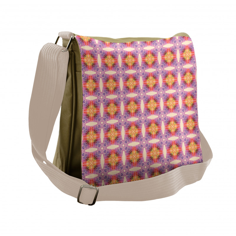 Psychedelic Colorful Grid Messenger Bag